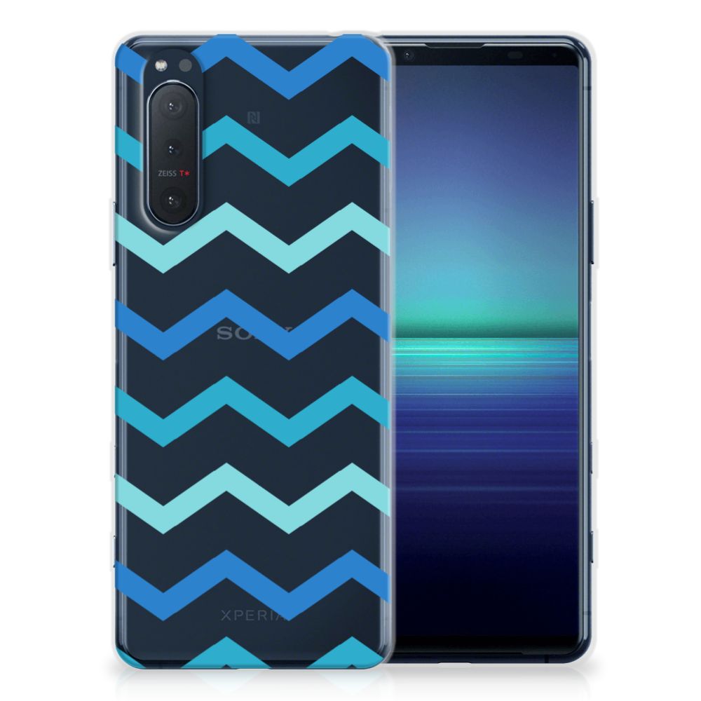 Sony Xperia 5II TPU bumper Zigzag Blauw