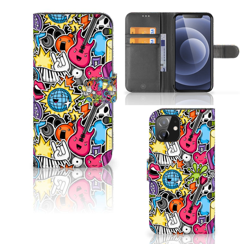 iPhone 12 | 12 Pro (6.1") Wallet Case met Pasjes Punk Rock