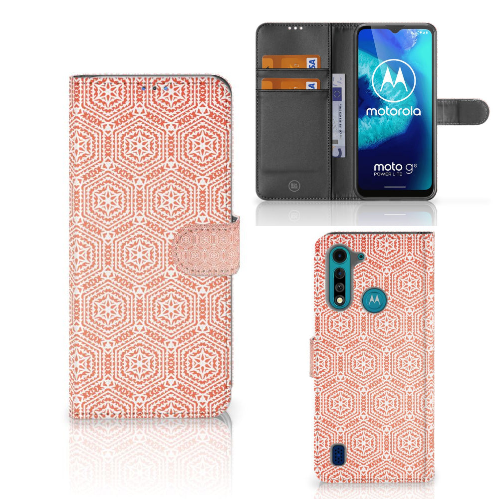 Motorola G8 Power Lite Telefoon Hoesje Pattern Orange