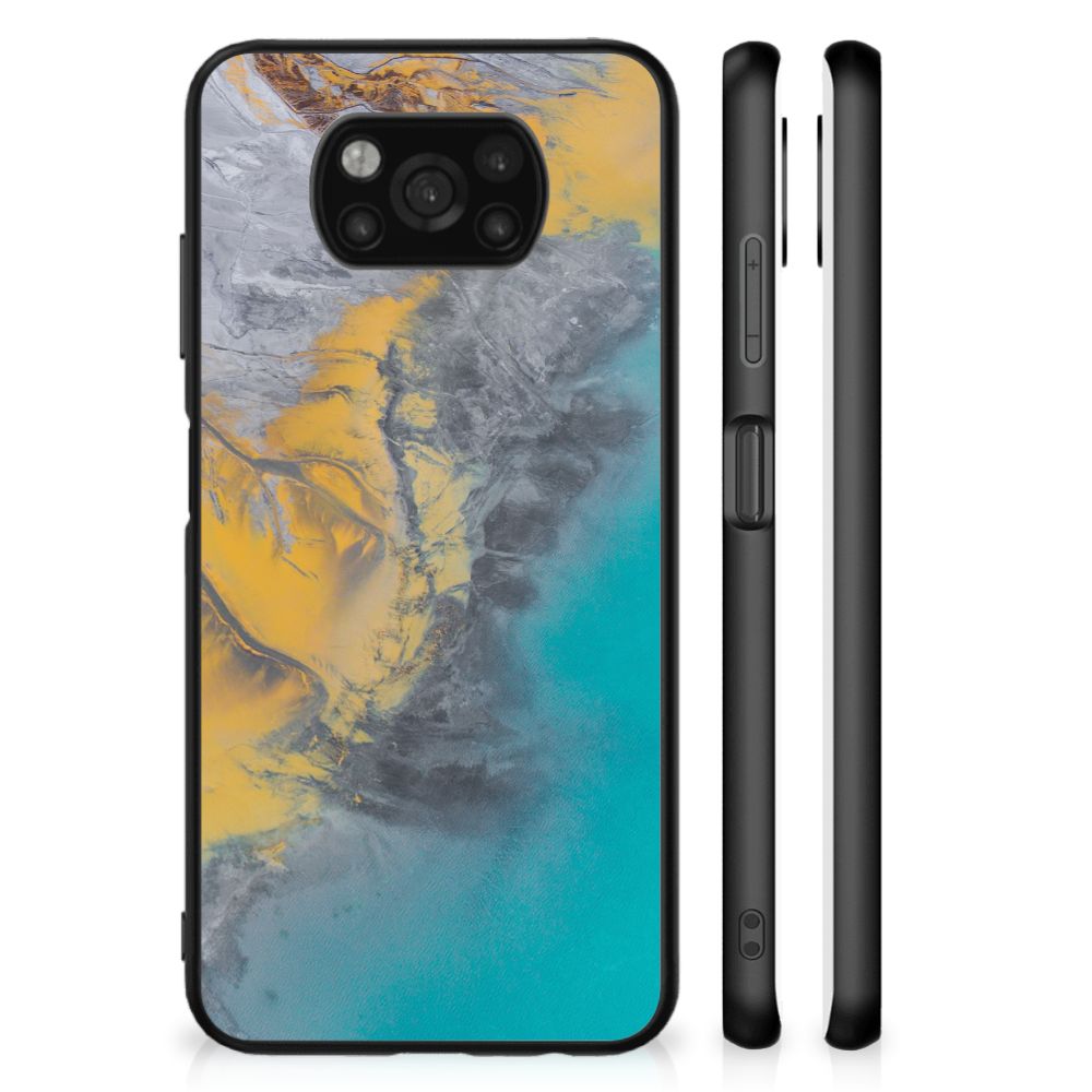 Xiaomi Poco X3 | X3 Pro Marmeren Print Telefoonhoesje Marble Blue Gold