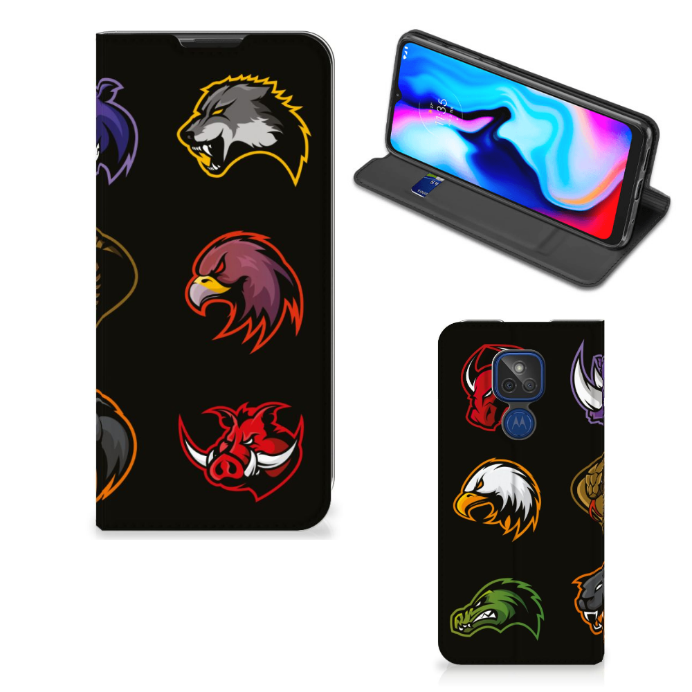 Motorola Moto G9 Play Magnet Case Cartoon design with various cartoon animal heads