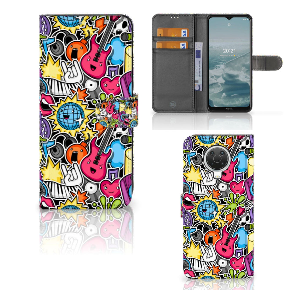 Nokia G10 | G20 Wallet Case met Pasjes Punk Rock