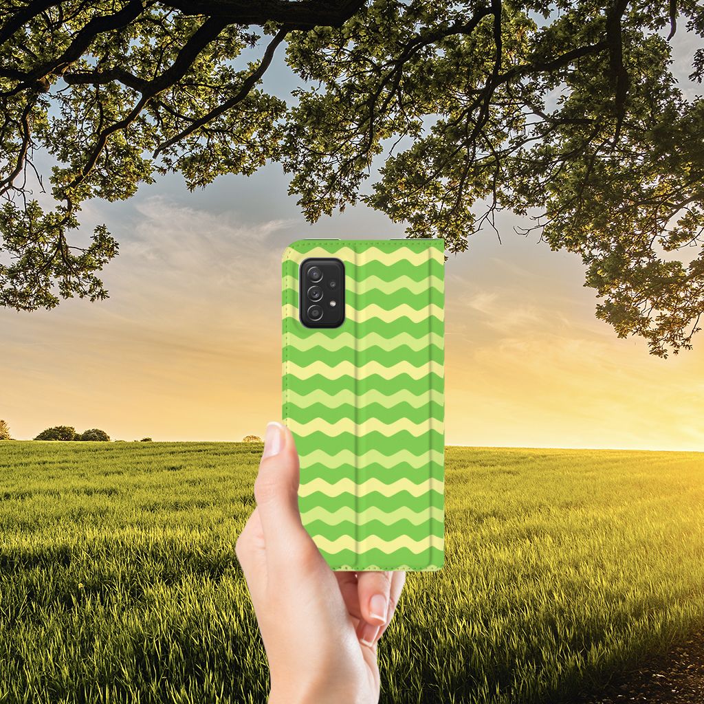 Samsung Galaxy A03s Hoesje met Magneet Waves Green - B2C Telecom
