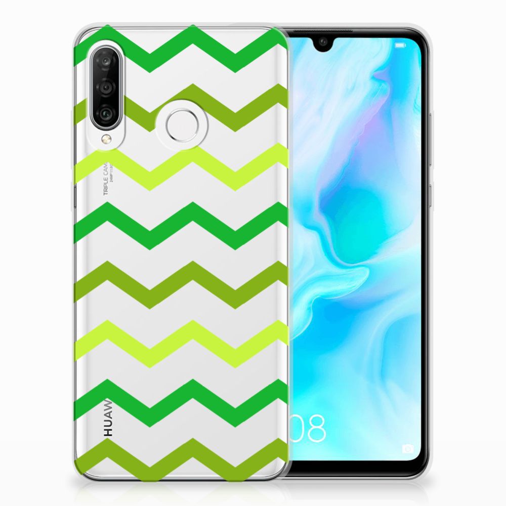 Huawei P30 Lite TPU bumper Zigzag Groen