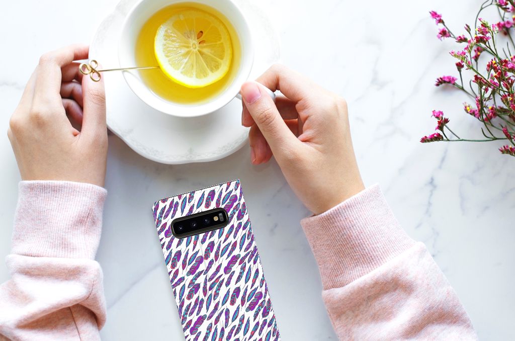 Samsung Galaxy S10 Hoesje met Magneet Feathers Color
