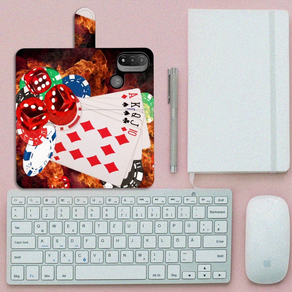 Motorola Moto E20 | E30 | E40 Wallet Case met Pasjes Casino