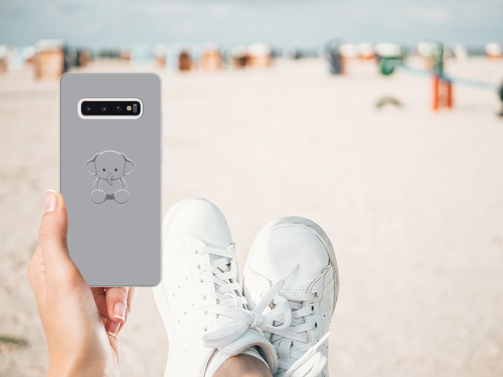 Samsung Galaxy S10 Plus Telefoonhoesje met Naam Grijs Baby Olifant