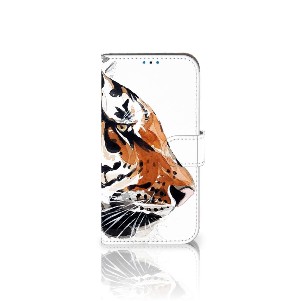 Hoesje iPhone 14 Pro Watercolor Tiger met abstract schilderij van een tijger 🐅.