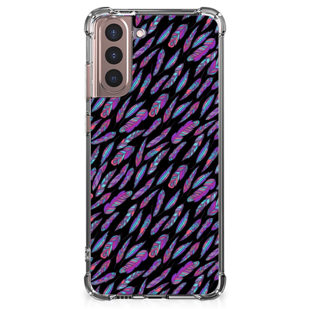 Samsung Galaxy S21 Plus Doorzichtige Silicone Hoesje Feathers Color B2C Telecom