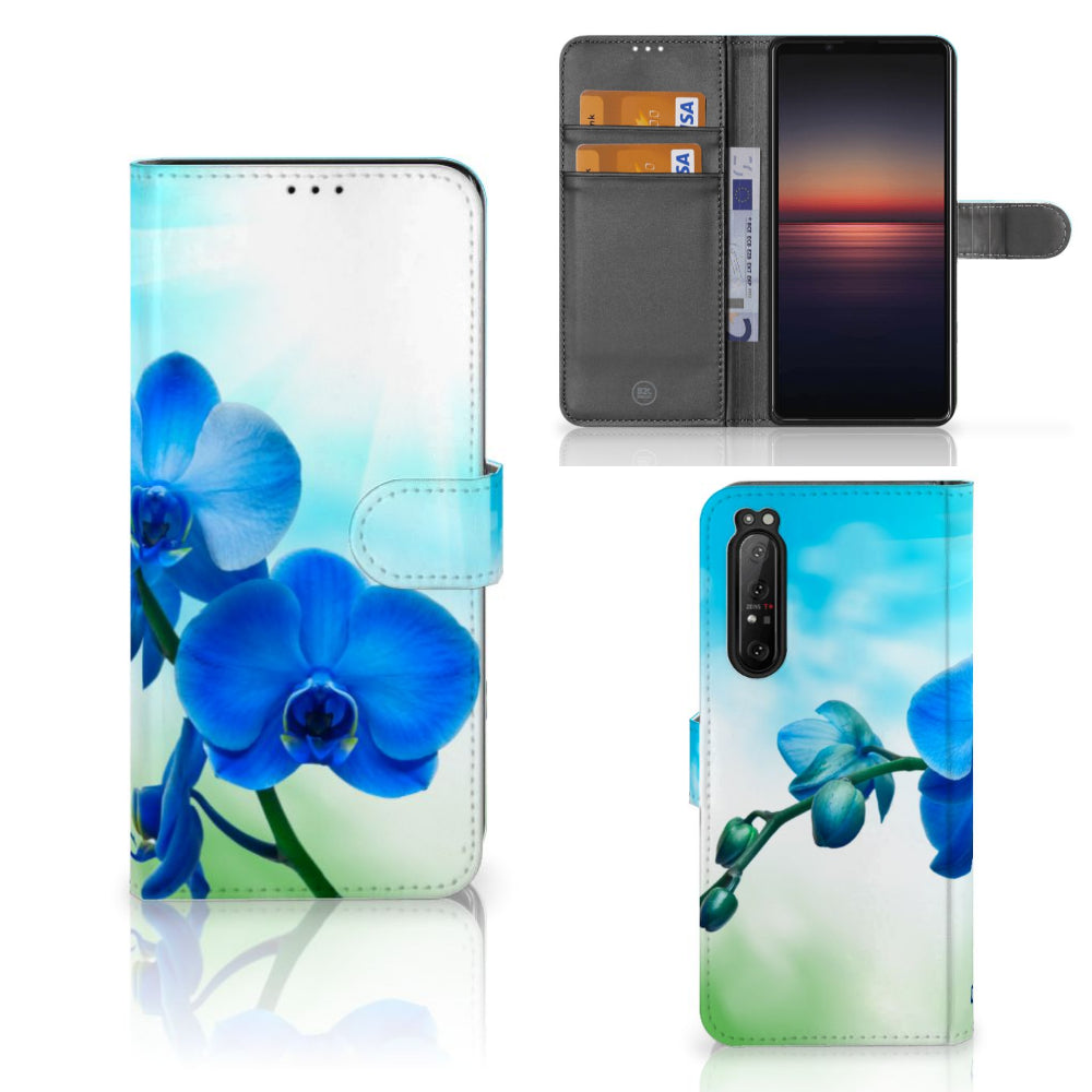 Sony Xperia 1 II Hoesje Orchidee Blauw - Cadeau voor je Moeder