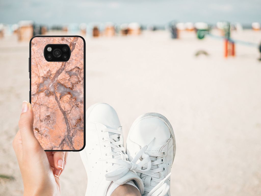 Xiaomi Poco X3 | X3 Pro Marmeren Print Telefoonhoesje Marmer Oranje B2C Telecom