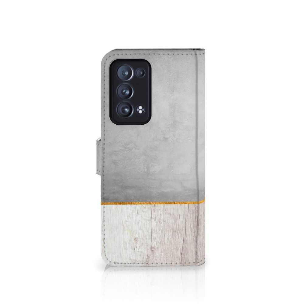 OPPO Reno 6 Pro Plus 5G Book Style Case Wood Concrete
