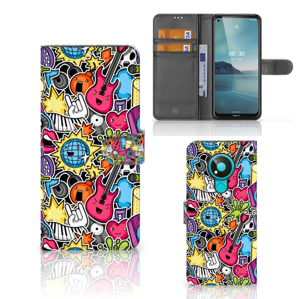 Nokia 3.4 Wallet Case met Pasjes Punk Rock