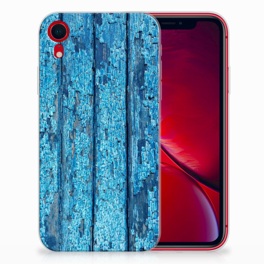 Apple iPhone Xr Bumper Hoesje Wood Blue