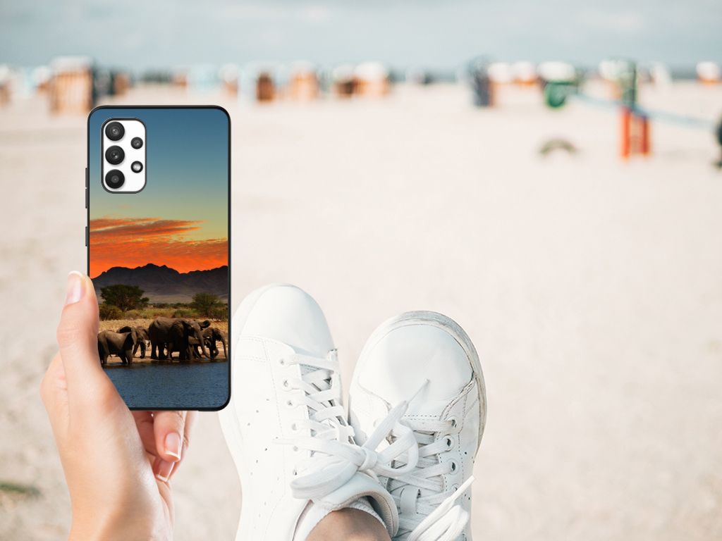 Samsung Galaxy A32 4G | A32 5G Enterprise Editie Dierenprint Telefoonhoesje Olifanten B2C Telecom