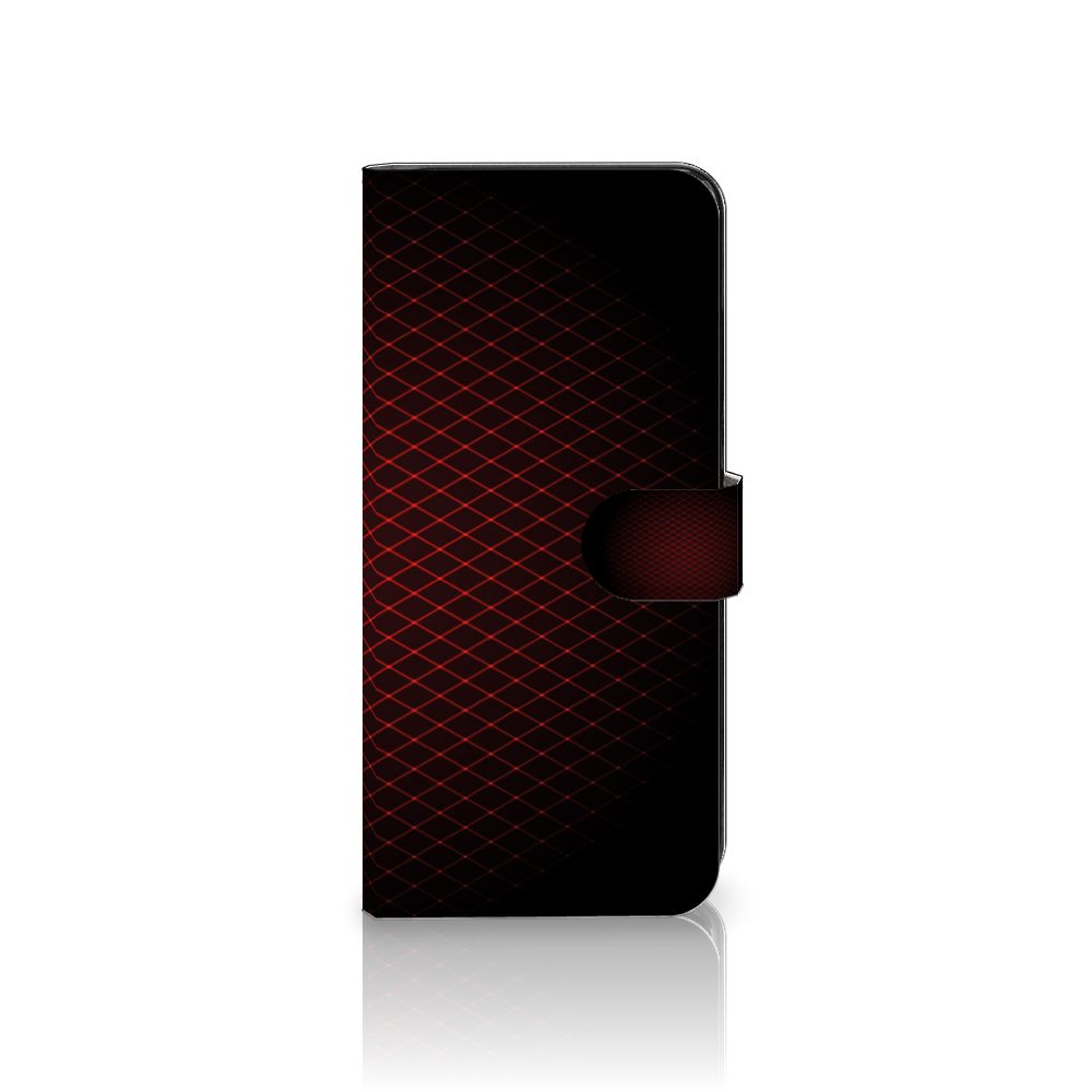 Motorola Moto E22 | E22i Telefoon Hoesje Geruit Rood met minimalistisch design en pasjeshouder.