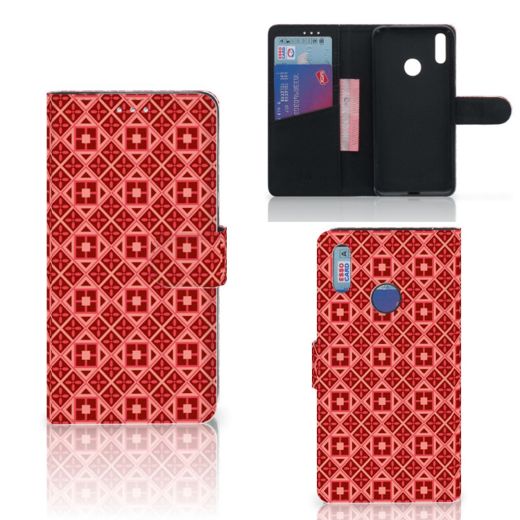 Huawei Y7 (2019) Telefoon Hoesje Batik Rood