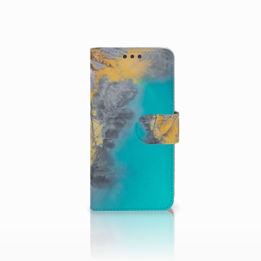 Microsoft Lumia 650 Bookcase Marble Blue Gold