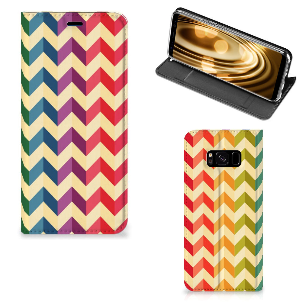 Samsung Galaxy S8 Hoesje met Magneet Zigzag Multi Color