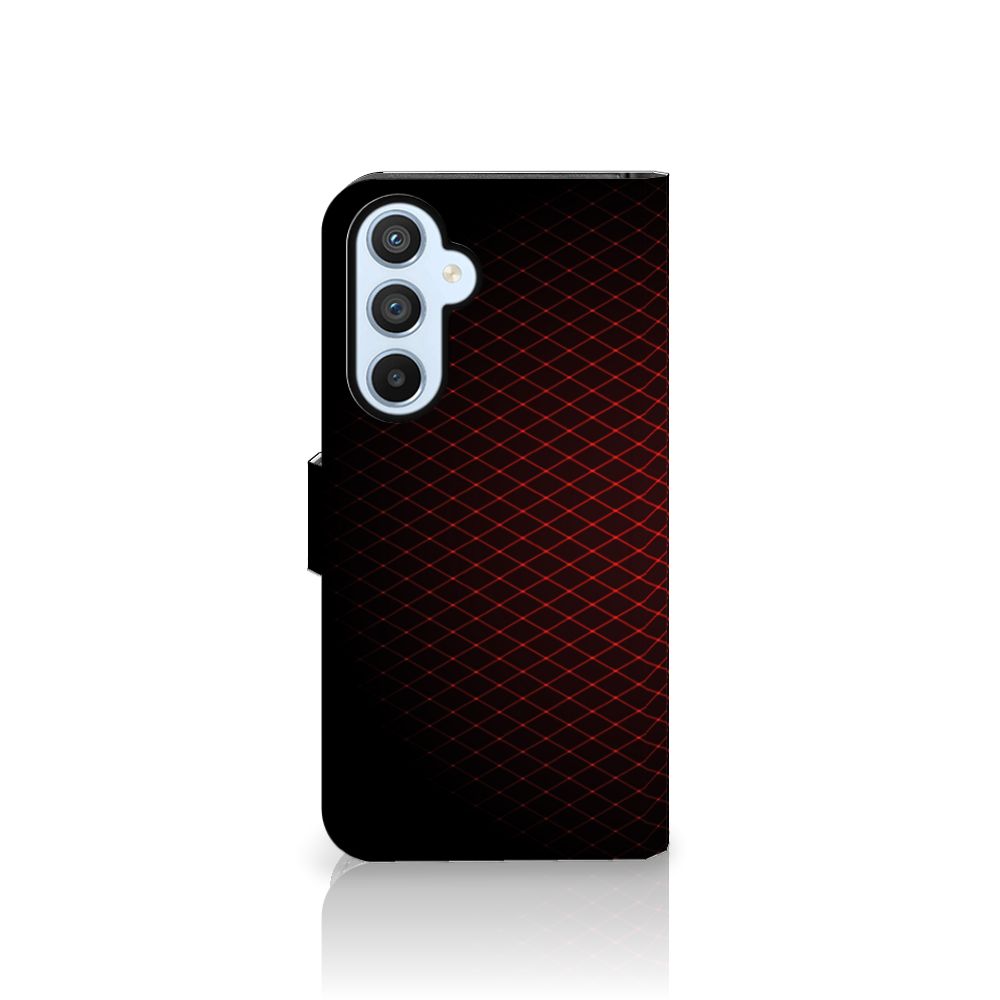 Samsung Galaxy A54 5G Telefoon Hoesje Geruit Rood met geometrisch patroon en sluitlipje.