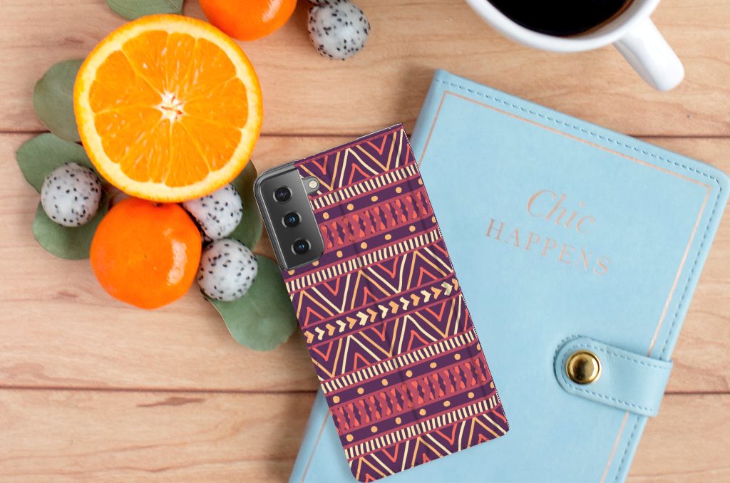 Samsung Galaxy S21 Plus Hoesje met Magneet Aztec Paars - B2C Telecom