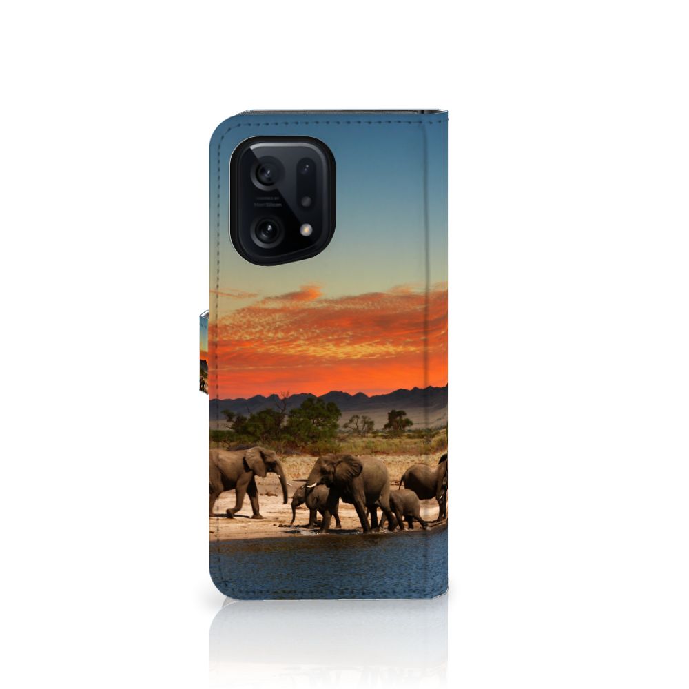 OPPO Find X5 Telefoonhoesje met Pasjes Olifanten
