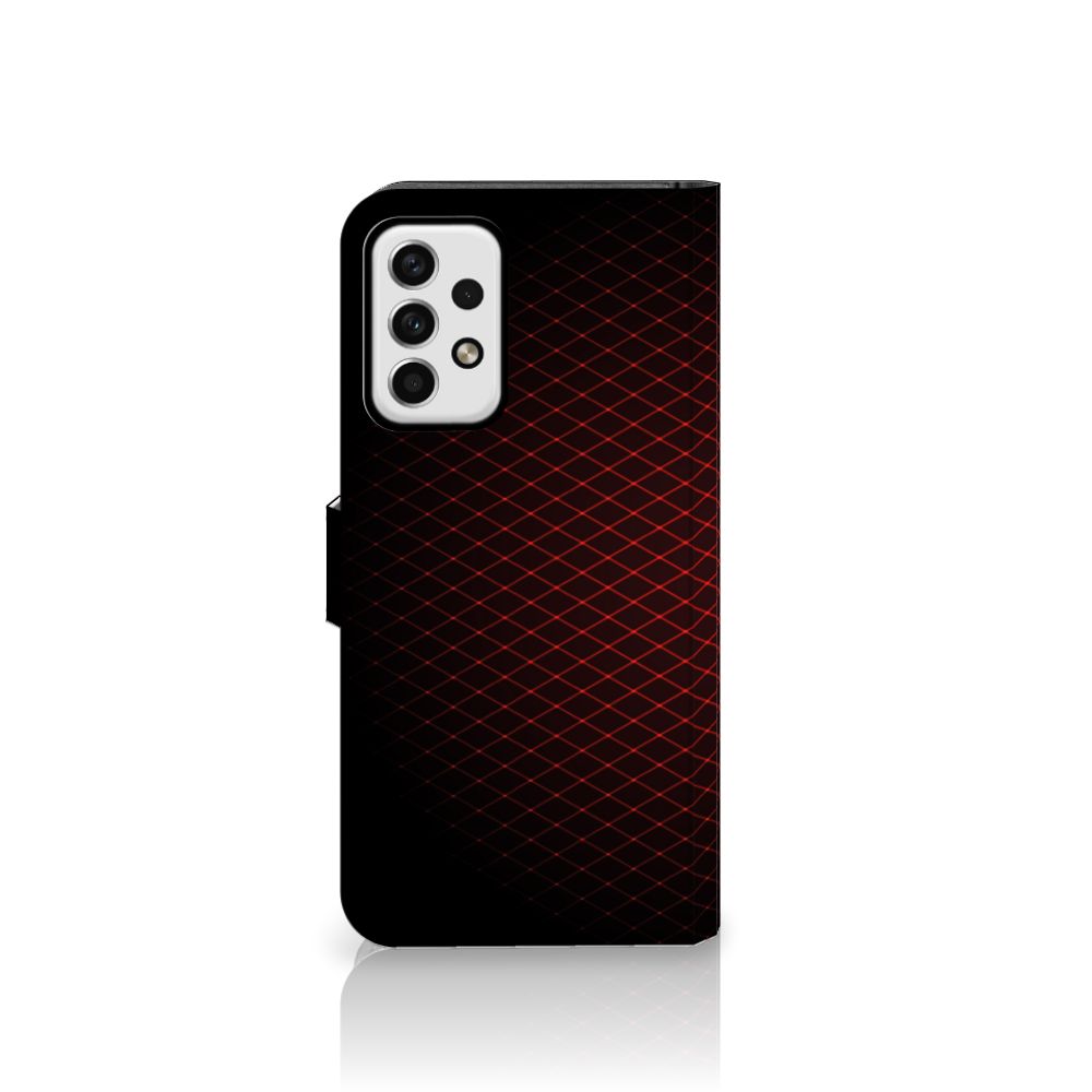 Samsung Galaxy A23 Telefoon Hoesje Geruit Rood met geometrisch design en ruimte voor 3 pasjes.