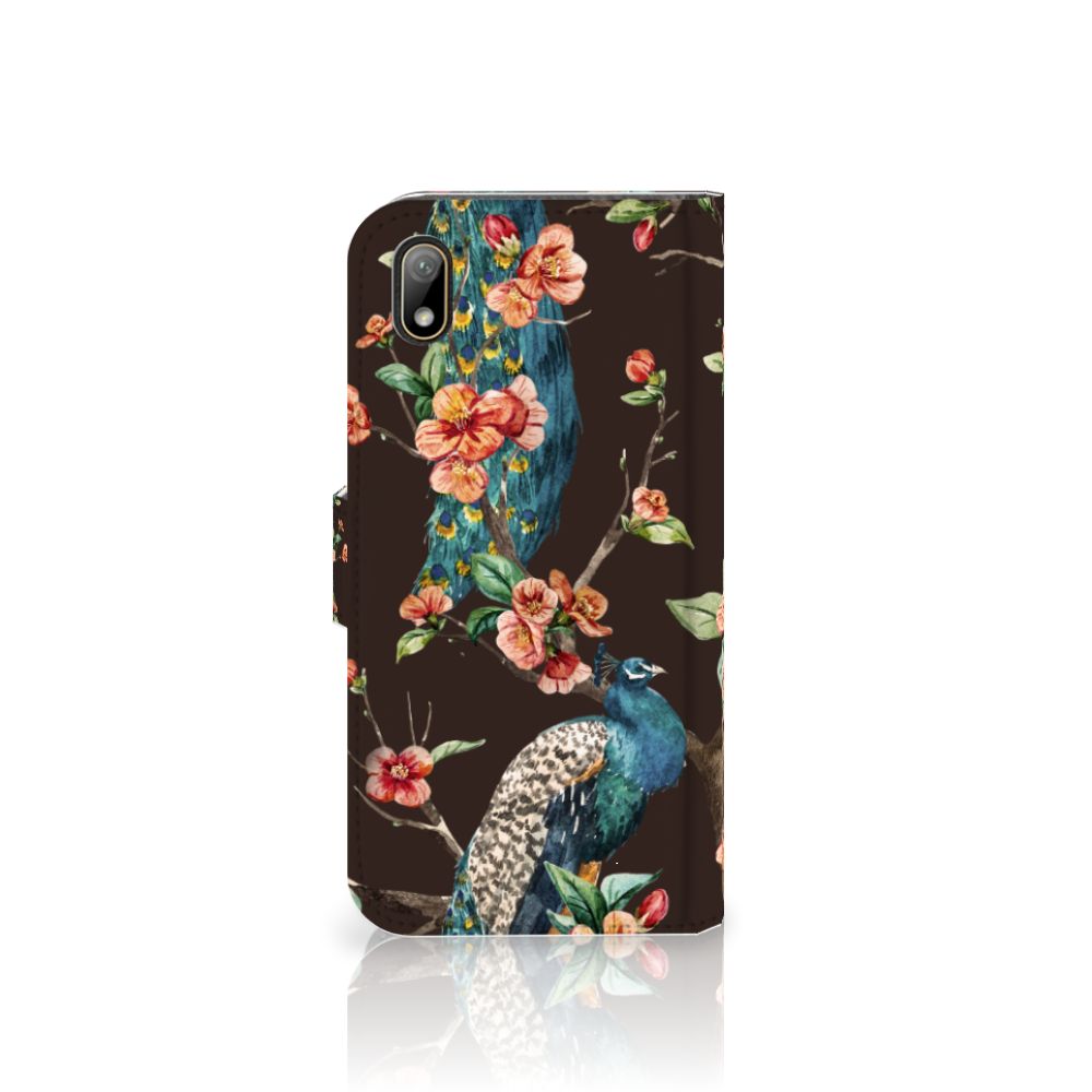 Huawei Y5 (2019) Telefoonhoesje met Pasjes Pauw met Bloemen