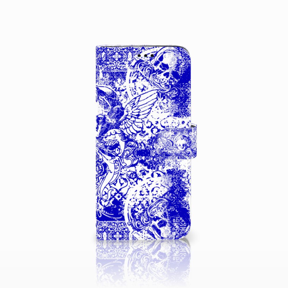 Telefoonhoesje met Naam Samsung Galaxy S9 Plus Angel Skull Blauw