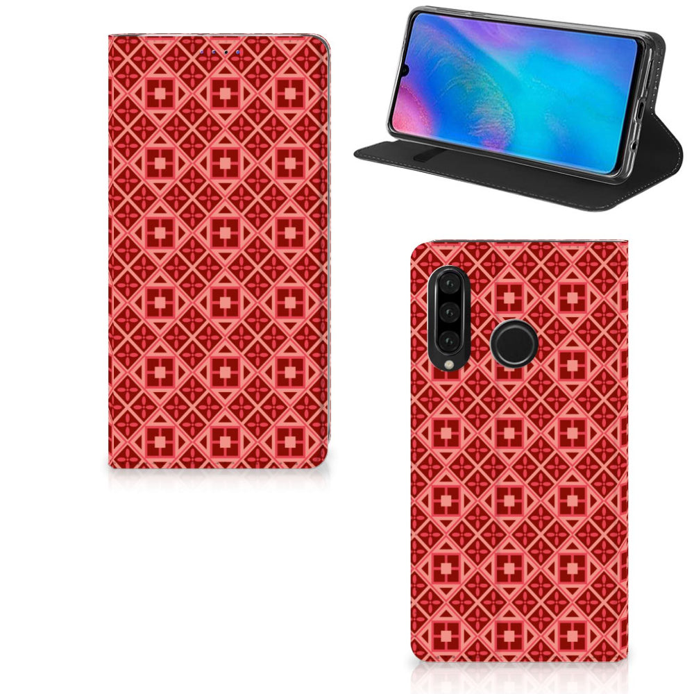 Huawei P30 Lite New Edition Hoesje met Magneet Batik Rood