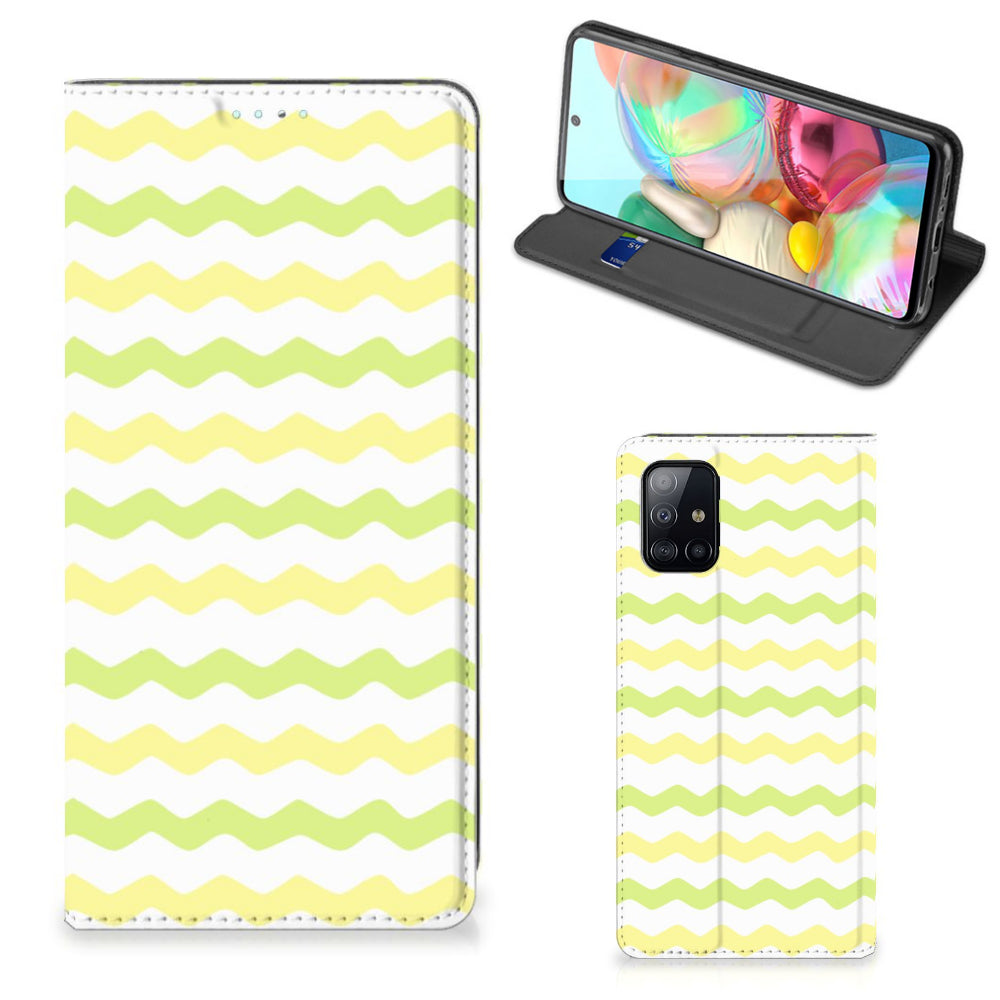Samsung Galaxy A71 Hoesje met Magneet Waves Yellow