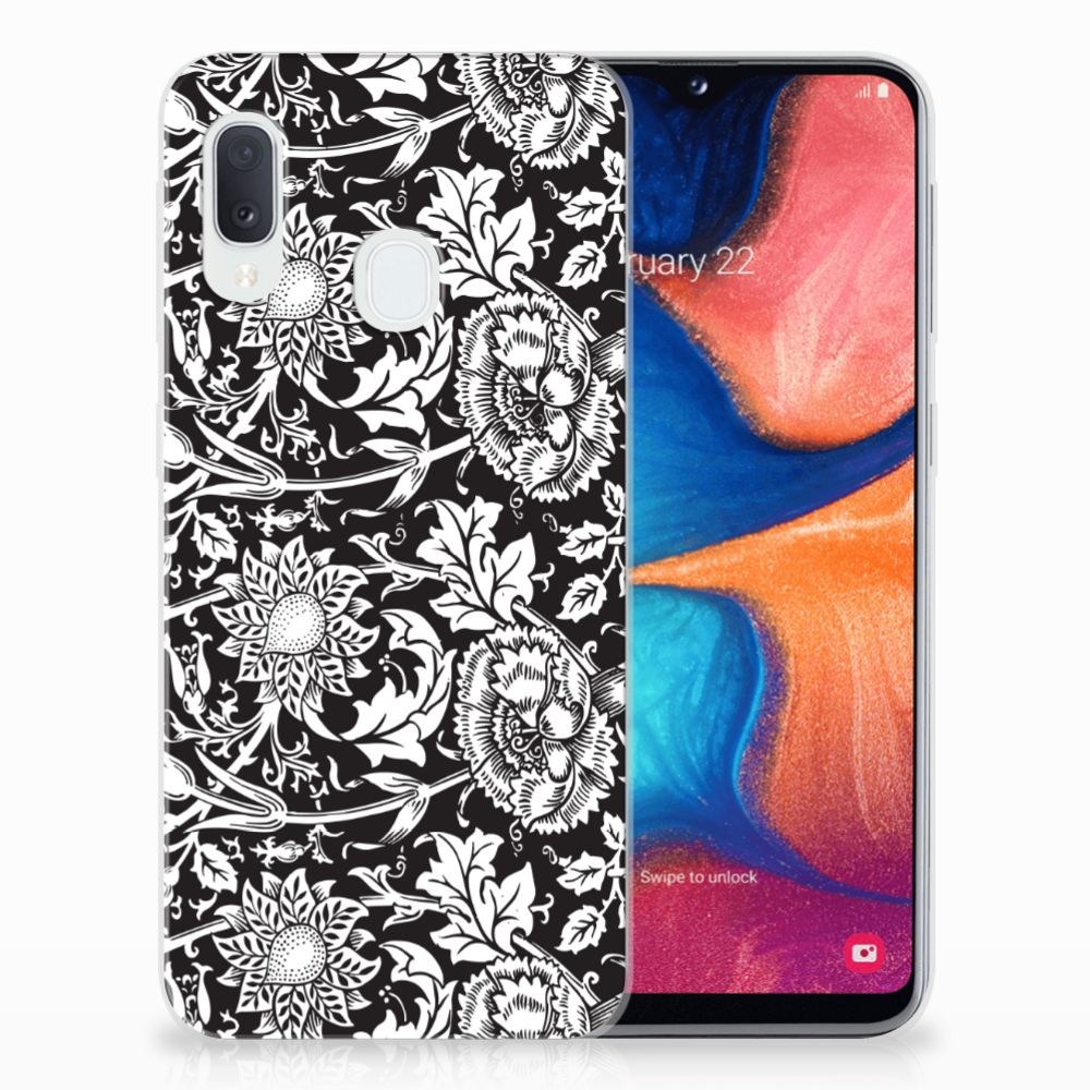 Samsung Galaxy A20e TPU Case Black Flowers