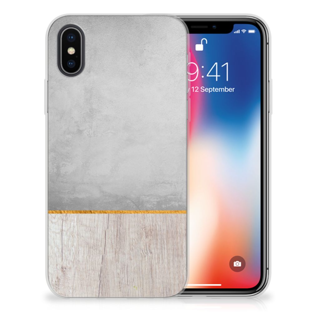 Apple iPhone X | Xs Bumper Hoesje Wood Concrete