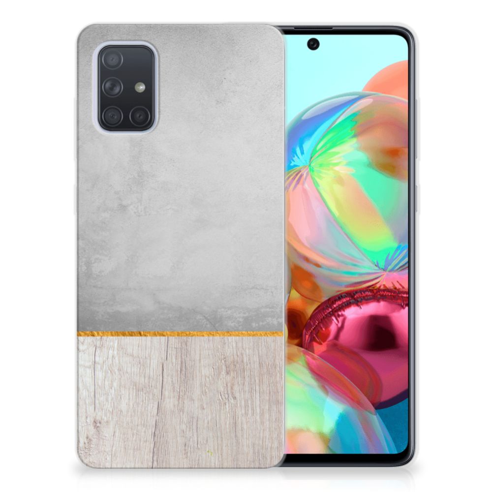 Samsung Galaxy A71 Bumper Hoesje Wood Concrete