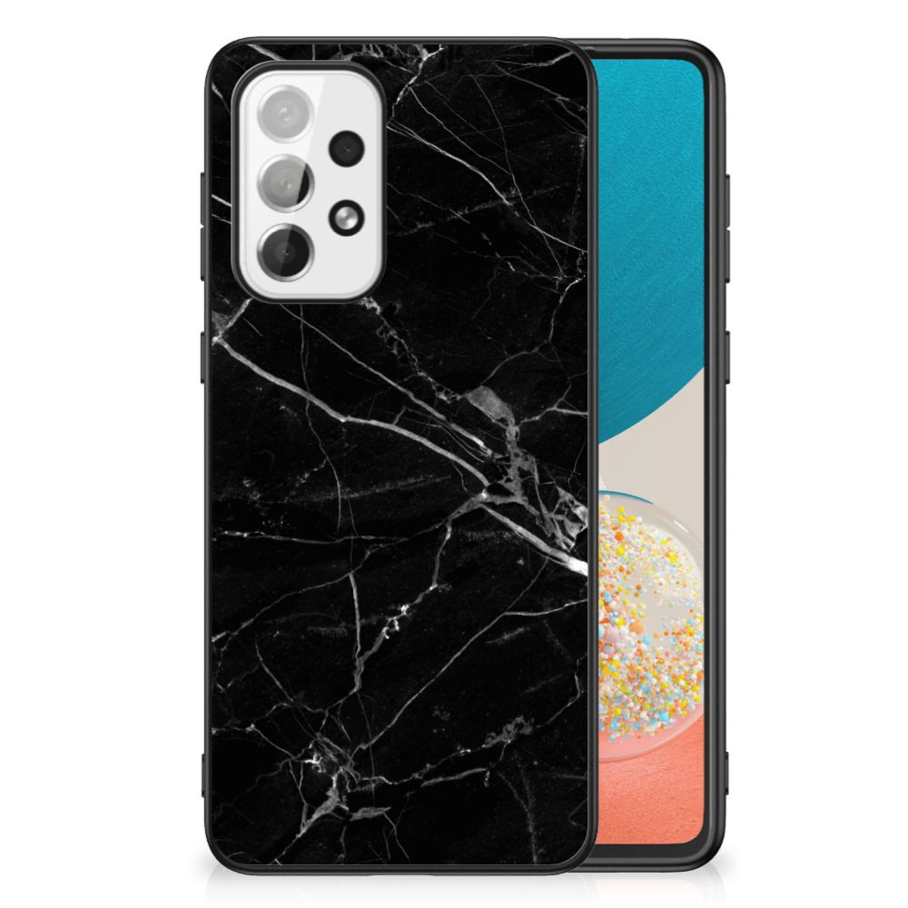 Samsung Galaxy A73 Marmeren Print Telefoonhoesje Marmer Zwart - Origineel Cadeau Vader B2C Telecom