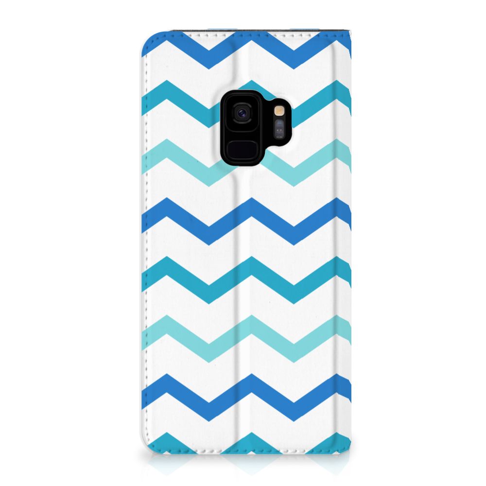 Samsung Galaxy S9 Hoesje met Magneet Zigzag Blauw
