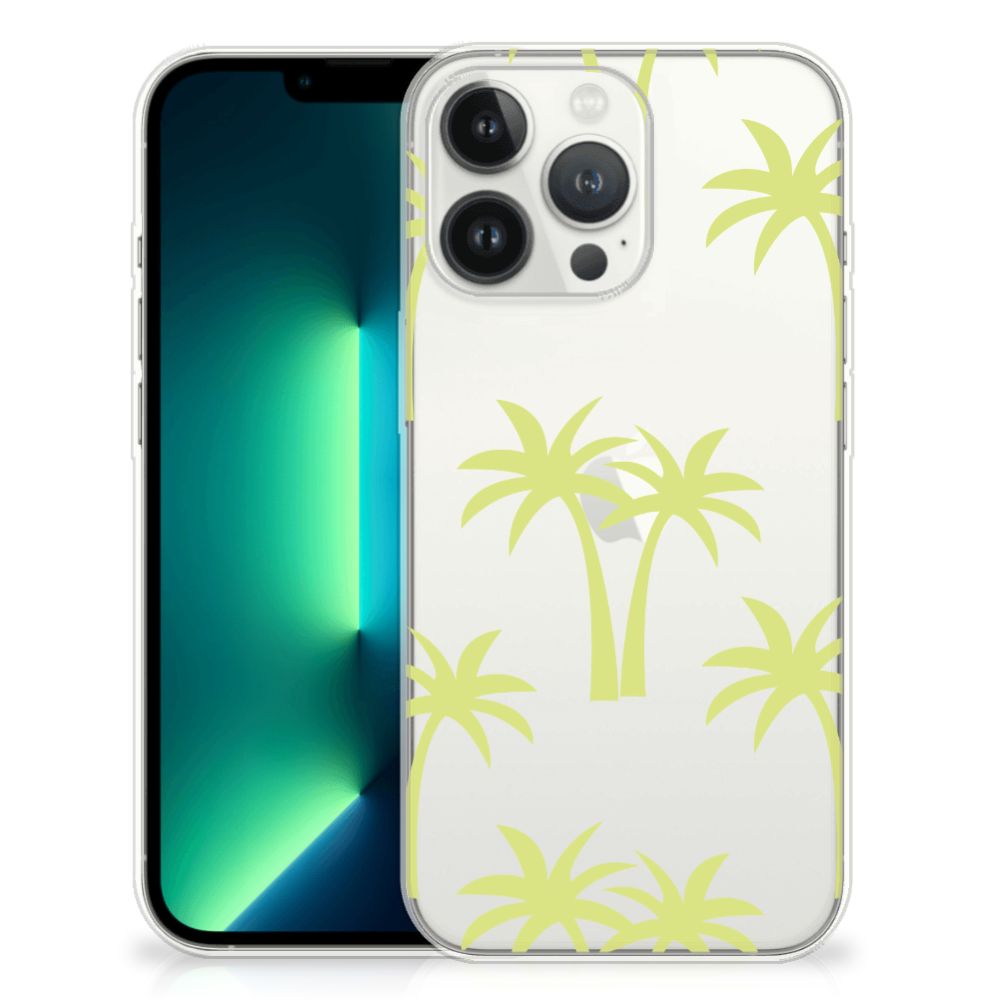 iPhone 13 Pro Max TPU Case Palmtrees met lichtgroene palmbomen op een witgrijze achtergrond 🌴