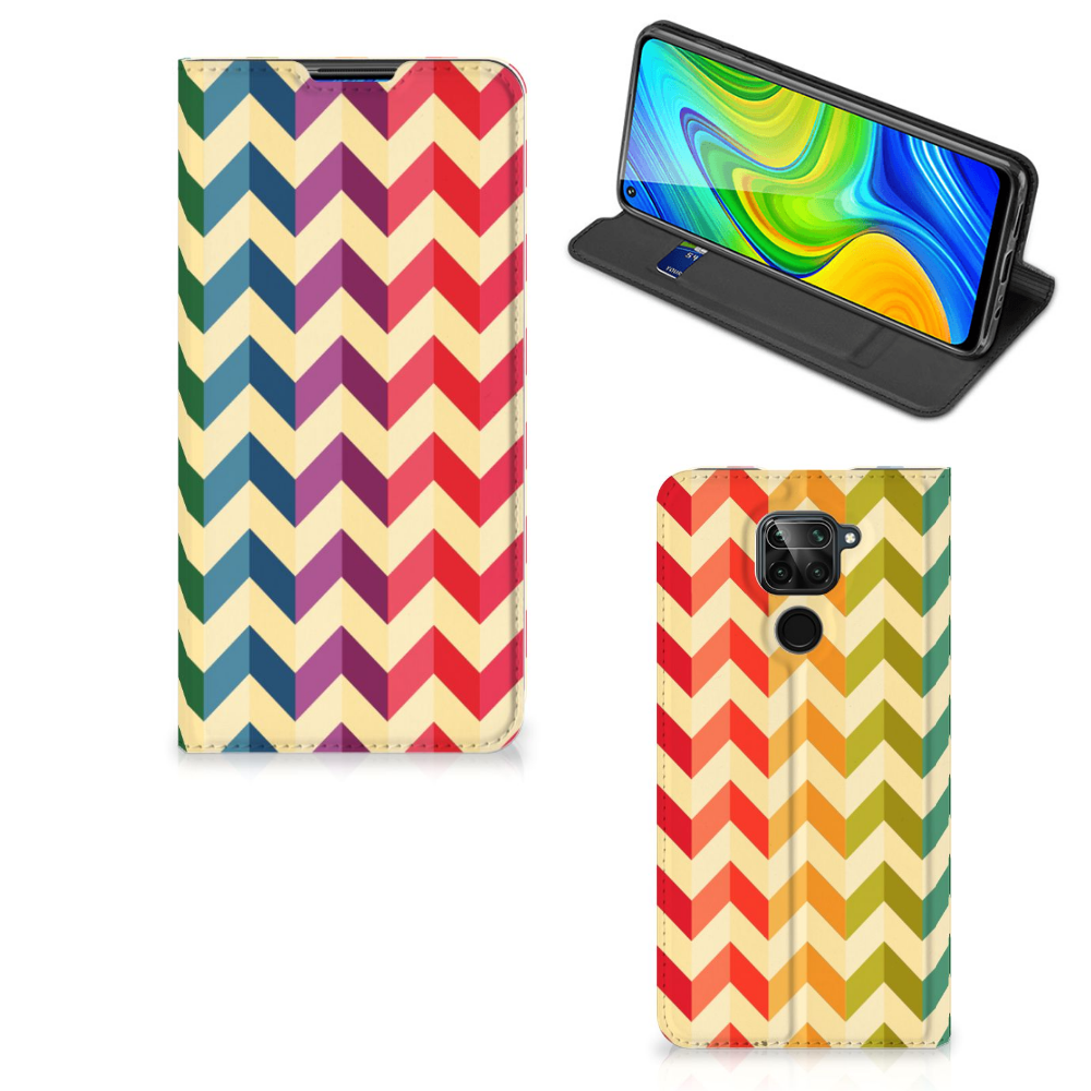 Xiaomi Redmi Note 9 Hoesje met Magneet Zigzag Multi Color - B2C Telecom