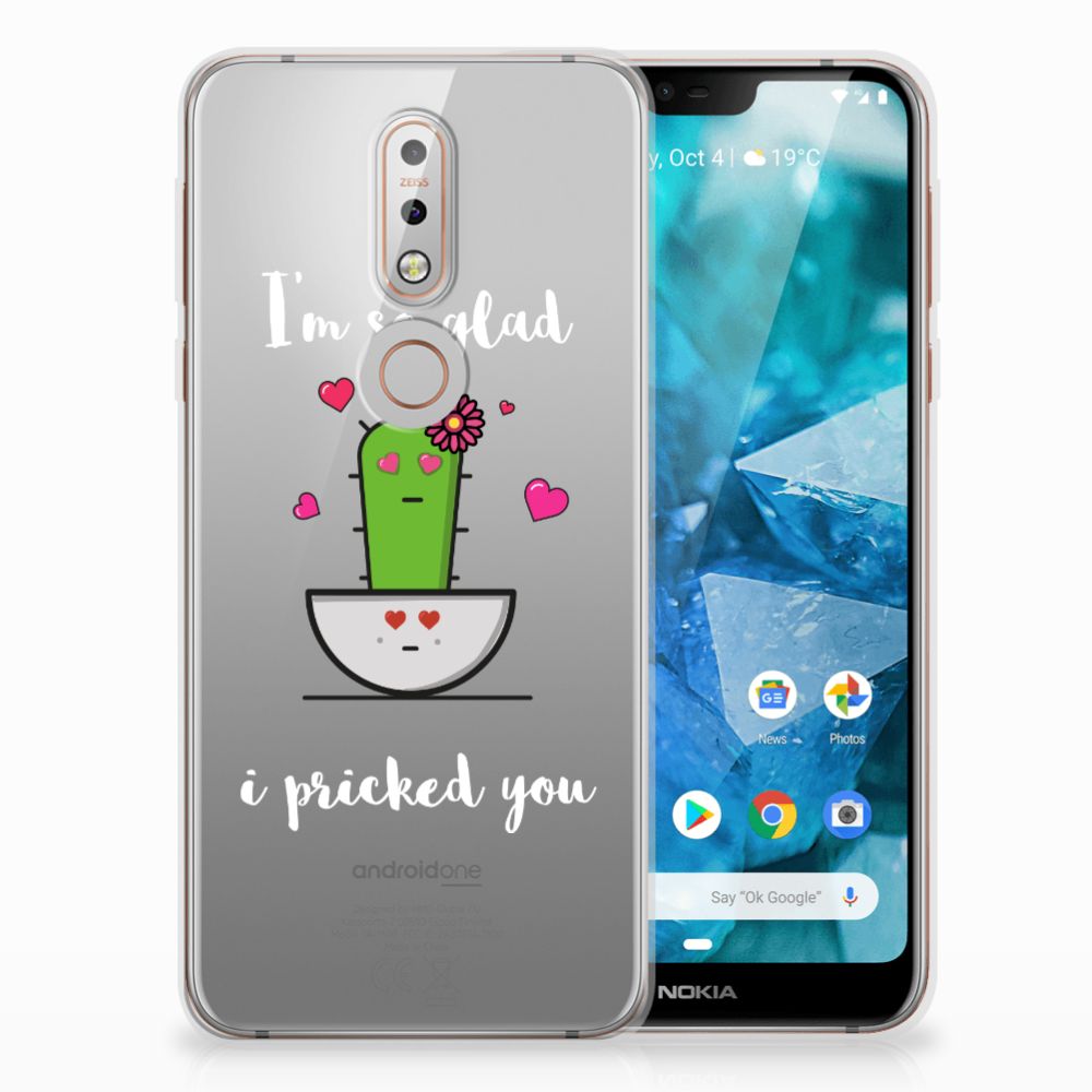 Nokia 7.1 Telefoonhoesje met Naam Cactus Glad