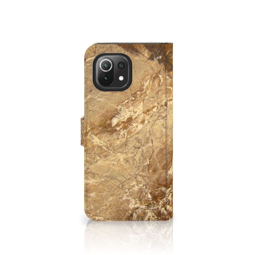 Xiaomi 11 Lite 5G NE | Mi 11 Lite Bookcase Marmer Creme, luxe marmer stijl telefoonhoesje in crème kleur.