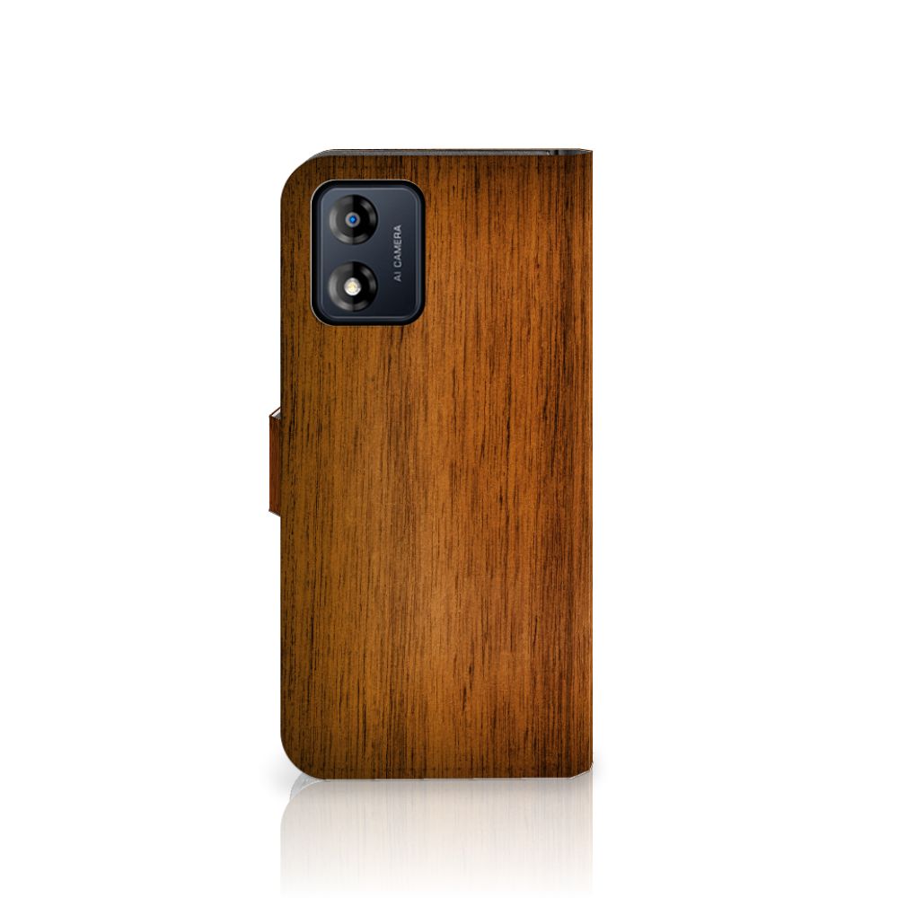 Motorola Moto E13 4G Book Style Case Donker Hout