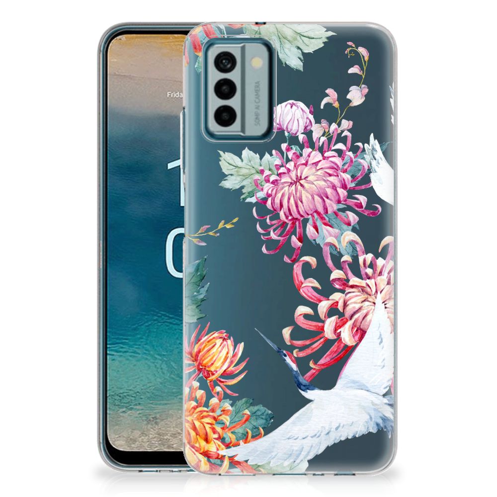 Nokia G22 TPU Hoesje Bird Flowers