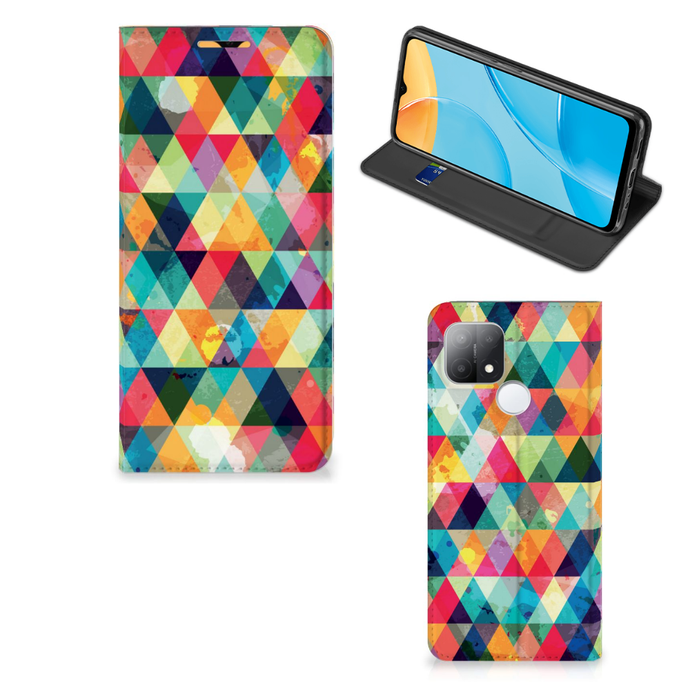 OPPO A15 Hoesje met Magneet Geruit - B2C Telecom