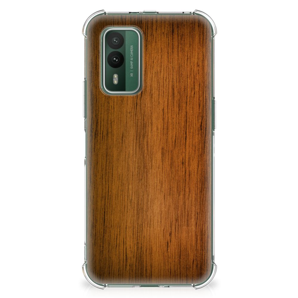 Nokia XR21 Stevig Telefoonhoesje Donker Hout