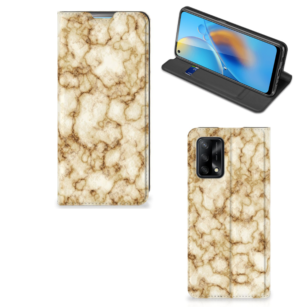 OPPO A74 4G Standcase Marmer Goud - B2C Telecom