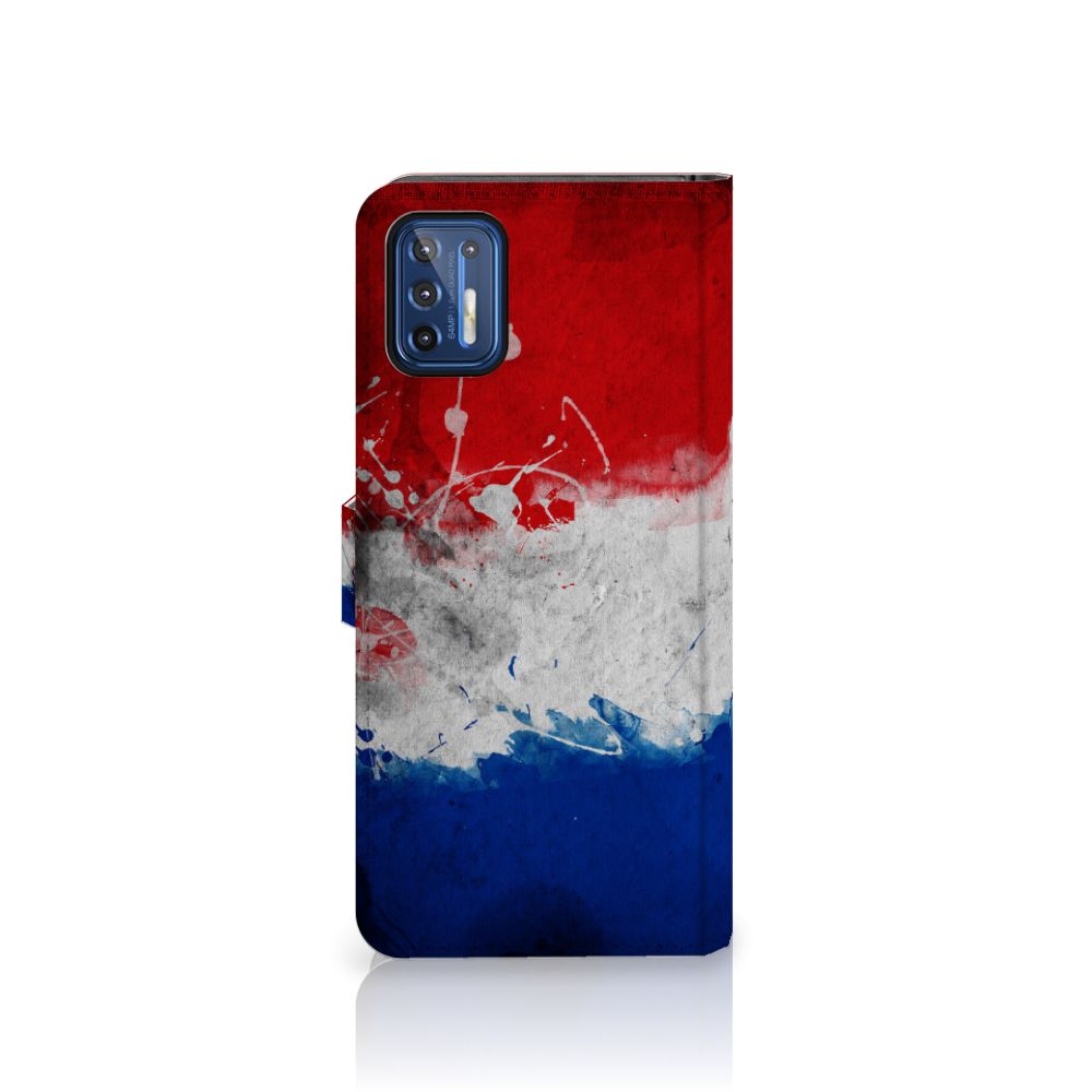 Motorola Moto G9 Plus Bookstyle Case Nederland met artistieke Nederlandse vlag design.