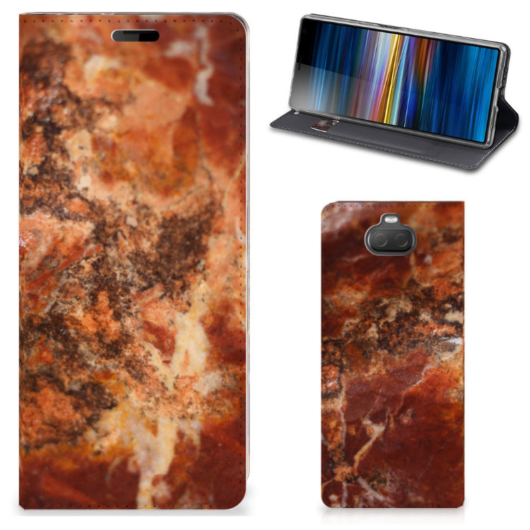 Sony Xperia 10 Standcase Marmer Bruin