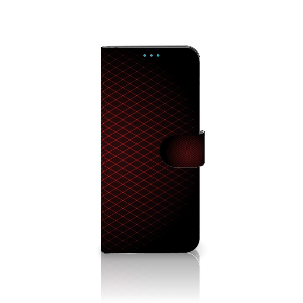 Samsung Galaxy A73 5G Telefoon Hoesje Geruit Rood met ruimte voor 3 pasjes en minimalistisch design.
