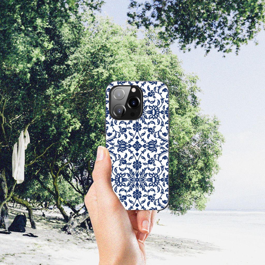 iPhone 14 Pro Bloemen Hoesje Flower Blue B2C Telecom