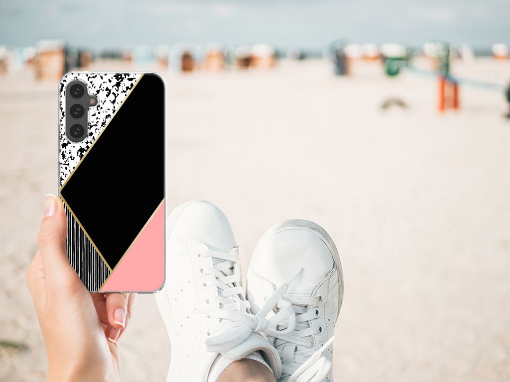 Samsung Galaxy A34 TPU Hoesje Zwart Roze Vormen B2C Telecom